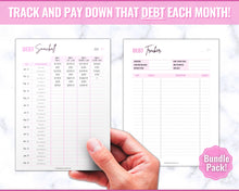 Load image into Gallery viewer, Finance Planner BUNDLE | Budget Planner Templates, Financial Savings Tracker Printables, Monthly Debt, Bill, Spending, Expenses Tracker | Brit Pink
