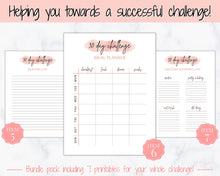 Load image into Gallery viewer, 30 Day Habit Tracker Printable | EDITABLE 30 Day Self Care Fitness Challenge | Pink
