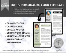 Load image into Gallery viewer, Employee Onboarding Handbook Template | New Hire Welcome Packet &amp; New Hire Checklist | Editable eBook Canva Template | Mono

