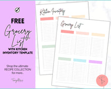 Load image into Gallery viewer, FREE - Grocery List Printable, Weekly Shopping List, Meal Planner Checklist, Kitchen Organization Template | Pastel Rainbow
