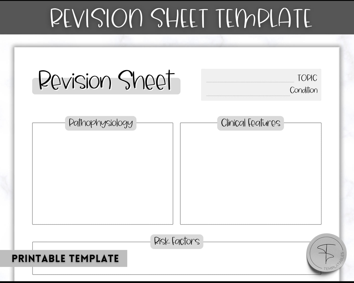 Nursing Revision Sheets for Medical School | Medicine & Nursing Students, Exam Revision Notes & Guide Templates | Sky Mono