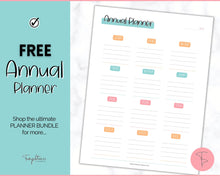 Load image into Gallery viewer, FREE - Annual Planner Printable, Annual Calendar, To Do List Printable, Undated Schedule, Productivity Template | Colorful Sky
