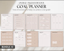 Load image into Gallery viewer, Ultimate PLANNER BUNDLE | Printable Goal Planner, Finances &amp; Budget Planner, Fitness Planner, Self Care Journal, Life Planner | Lux
