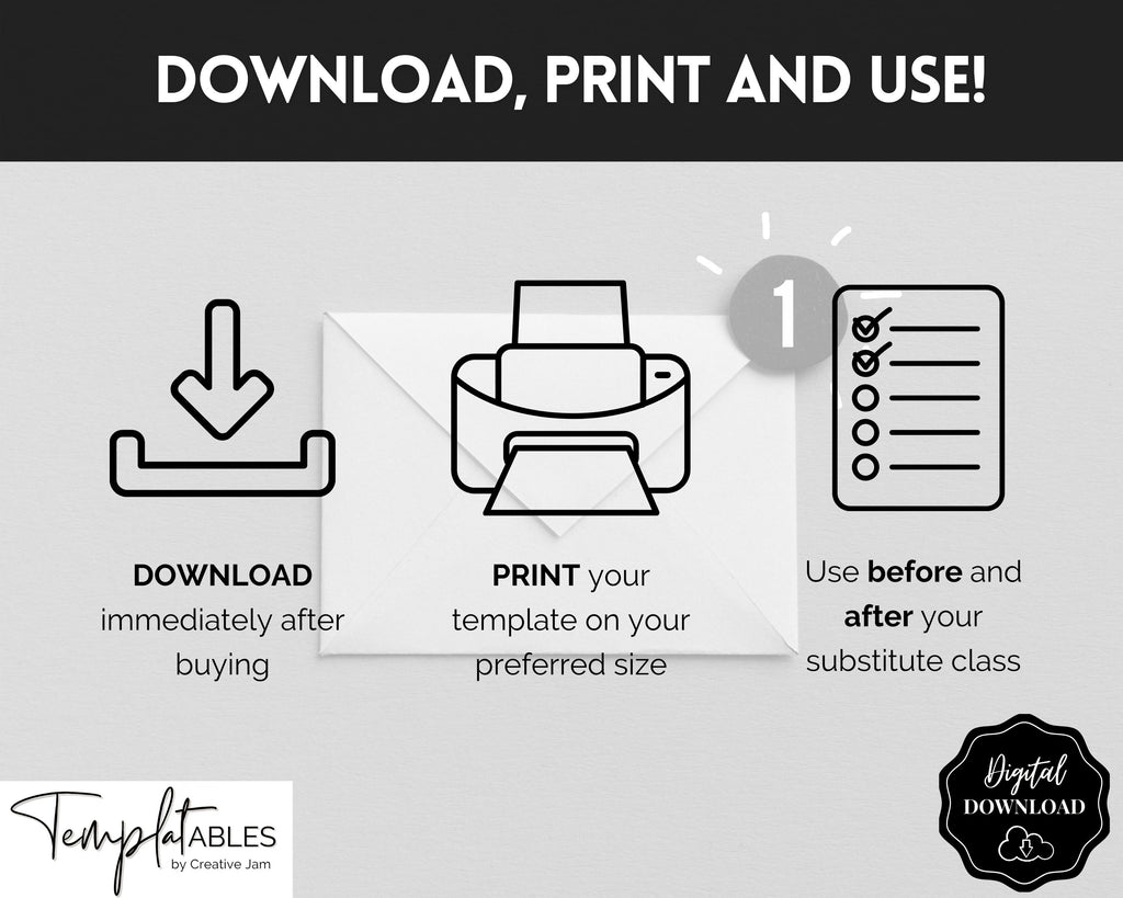 Substitute Teacher Printable Template | Teacher Note Lesson Planner Substitute Teacher Printable Template | Teacher Note Lesson Planner