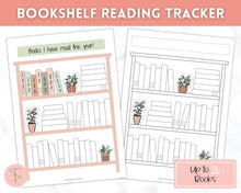 Load image into Gallery viewer, Bookshelf Reading Tracker Printable | Reading Journal, Book Review &amp; Tracker, Reading Planner &amp; Challenge | Sky
