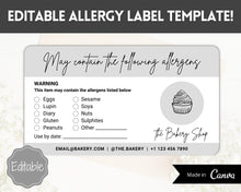 Load image into Gallery viewer, EDITABLE Food Allergy Label Template | Allergy Information Stickers, Allergen Cake Food Warning Label | Rectangle
