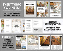 Load image into Gallery viewer, Airbnb Welcome Book Template | Editable Canva Welcome Guide for Vacation Rentals | Mono
