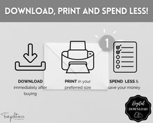 Load image into Gallery viewer, No Spend Challenge BUNDLE | Printable 30 day, 60 day, 90 day Savings Challenge &amp; Monthly Spending Tracker | Mono

