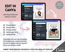 Load image into Gallery viewer, Podcast Media Kit Template Bundle | Editable Canva Podcast Planner, Press Kit, Rate Sheet Card | 20 Page Pink Vol 2
