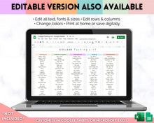 Load image into Gallery viewer, College Packing List Printable | Back to School Moving Checklist for Students, Google Sheets | Pastel Rainbow
