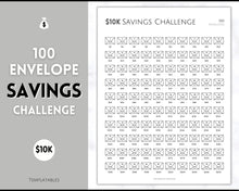 Load image into Gallery viewer, 10k Envelope Challenge, 10000 Savings Tracker Printable, 100 Envelopes Save, Budget Cash Envelope, 100 day challenge, Money Saving Finance | Mono

