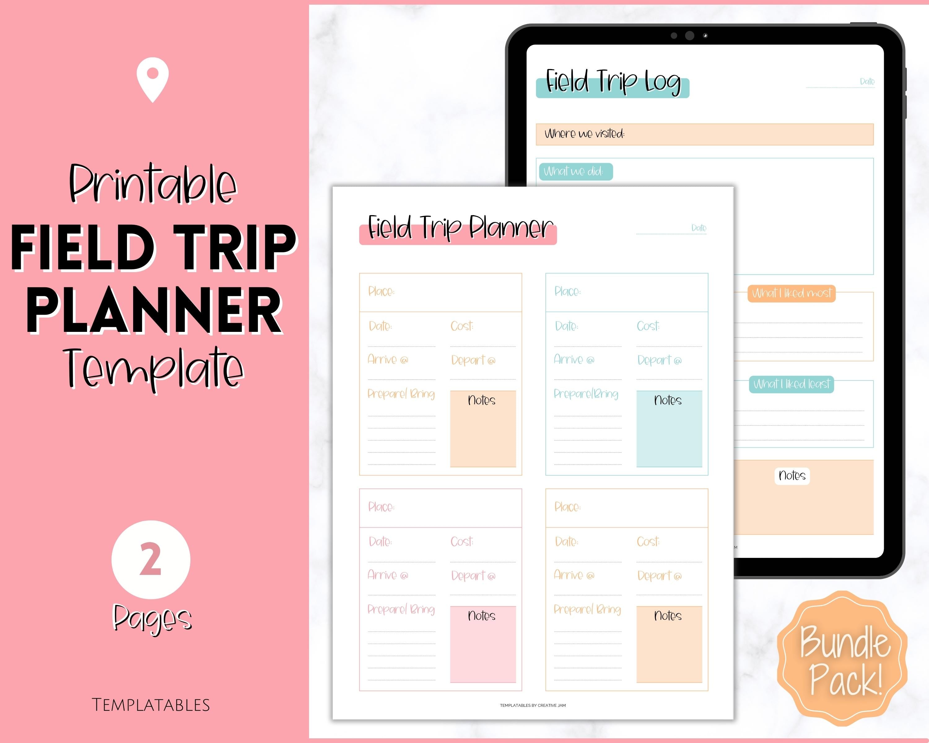 Field Trip Planner BUNDLE Printable Field Trip Journal Colorful