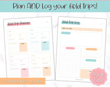 Load image into Gallery viewer, Field Trip Planner BUNDLE - Printable Field Trip Log | Classroom &amp; Field Trip Journal | Colorful Sky
