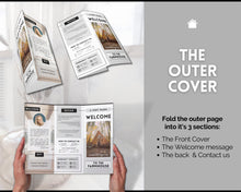 Load image into Gallery viewer, Airbnb Trifold Welcome Book Template | Editable Canva Welcome Guide for Vacation Rentals | Mono

