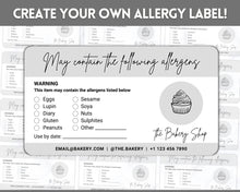 Load image into Gallery viewer, EDITABLE Food Allergy Label Template | Allergy Information Stickers, Allergen Cake Food Warning Label | Rectangle
