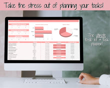 Load image into Gallery viewer, Editable To Do List &amp; Task List Tracker Spreadsheet | Google Sheets, Monthly Calendar Planner | Pink
