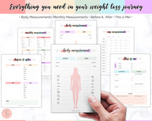 Load image into Gallery viewer, Weight Loss Tracker BUNDLE |  Fitness Planner Printable, Pounds Lost Tracker, Body Measurements &amp; Meal Planner | Swash Rainbow
