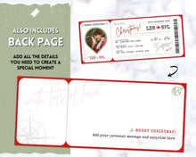 Load image into Gallery viewer, EDITABLE Christmas Boarding Ticket Template | Surprise Xmas Boarding Pass, Fake Plane Ticket Printable Template | Red
