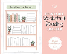 Load image into Gallery viewer, Bookshelf Reading Tracker Printable | Reading Journal, Book Review &amp; Tracker, Reading Planner &amp; Challenge | Sky
