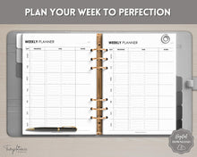 Load image into Gallery viewer, EDITABLE Weekly Planner 1 Page Templates | 2023 Weekly Schedule, To Do List Printable &amp; Habit Tracker templates | Mono Style 2
