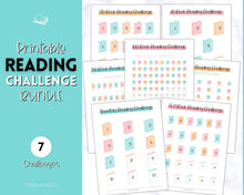 Load image into Gallery viewer, Book Reading Challenge BUNDLE | 52 Weeks, 100 Book Reading Log Printable Planner | Sky Colorful
