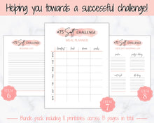 Load image into Gallery viewer, EDITABLE 75 SOFT Challenge Tracker | 75soft Printable Challenge, Fitness &amp; Health Planner | Pink Watercolor
