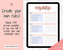 Load image into Gallery viewer, 30 Day Habit Tracker Printable | EDITABLE 30 Day Self Care Fitness Challenge | Pink
