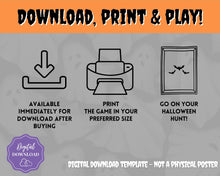 Load image into Gallery viewer, Kids Halloween Scavenger Hunt Printable Party Game | Halloween Treasure Hunt, Trick or Treat Alternative Activites
