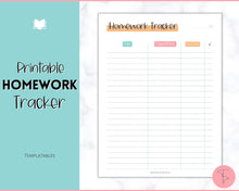Load image into Gallery viewer, Homework Tracker &amp; Homework Planner Printable | Academic Assignment Planner Template | Colorful Sky
