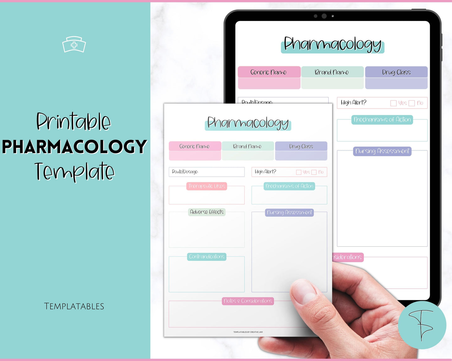 Pharmacology Nursing Template Printable | Pharmacology Study Guide, Notes & Flash Cards | Mermaid