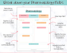 Load image into Gallery viewer, Pharmacology Nursing Template Printable | Pharmacology Study Guide, Notes &amp; Flash Cards | Colorful Sky
