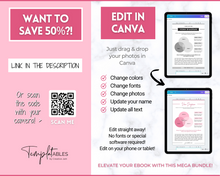 Load image into Gallery viewer, 60+ WORKSHEET Template Bundle | Canva Workbook Templates &amp; Lead Magnet for Coaches | Brit Pink
