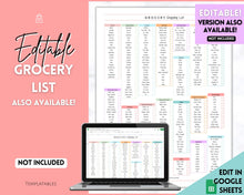 Load image into Gallery viewer, FREE - Grocery List Printable, Weekly Shopping List, Meal Planner Checklist, Kitchen Organization Template | Pastel Rainbow
