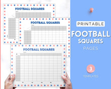 Load image into Gallery viewer, Printable Football Squares for the Superbowl | Football Betting Games, Super Bowl Squares, Football Fundraiser | 4 Color Bundle

