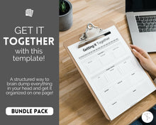 Load image into Gallery viewer, EDITABLE Brain Dump Template BUNDLE | To Do List Printable, ADHD Work Productivity Planner | Mono
