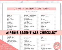 Load image into Gallery viewer, Airbnb Essentials Checklist | EDITABLE Airbnb Inventory List for Airbnb Hosts | Pink
