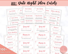 Load image into Gallery viewer, Couples Date Night Idea Cards | 100+ Printable Card Game Gift for Valentines, Birthdays &amp; Anniversaries | Pink
