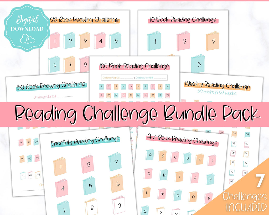 Book Challenge BUNDLE | Reading Challenge Printables - Colorful