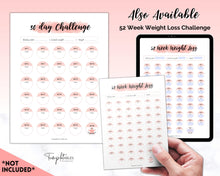 Load image into Gallery viewer, 30 day Weight Loss Tracker &amp; Monthly Challenge | Weight Loss Chart, Pounds Lost Fitness Tracker | Pink Swash
