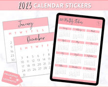Load image into Gallery viewer, 2023 Digital Calendar Stickers for iPad | GoodNotes &amp; Notability Sticky Notes, Mini Calendar Digital Planner Stickers, Transparent PNGs | Pink
