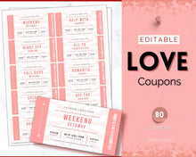 Load image into Gallery viewer, Editable Love Coupon Book for Valentines | Printable DIY Coupon Book for Him and Her | Personalized Valentines, Anniversary, Birthday Gift | Pink
