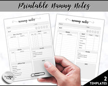 Load image into Gallery viewer, Nanny Schedule, Notes &amp; Report Template for Baby | Babysitter Info Hiring Guide, Nanny Checklist &amp; Planner, Baby Daily Log | Mono Swash
