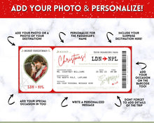 Load image into Gallery viewer, EDITABLE Christmas Boarding Ticket Template | Surprise Xmas Boarding Pass, Fake Plane Ticket Printable Template | Red
