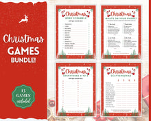 Load image into Gallery viewer, 13 CHRISTMAS GAMES BUNDLE! Holiday Game Printables! Fun Family Activity Set, Virtual Xmas Party, Kids &amp; Adults, Office, Trivia, Guess, Feud
