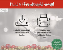 Load image into Gallery viewer, 13 CHRISTMAS GAMES BUNDLE! Holiday Game Printables! Fun Family Activity Set, Virtual Xmas Party, Kids &amp; Adults, Office, Trivia, Guess, Feud
