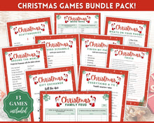 Load image into Gallery viewer, 13 CHRISTMAS GAMES BUNDLE! Holiday Game Printables! Fun Family Activity Set, Virtual Xmas Party, Kids &amp; Adults, Office, Trivia, Guess, Feud
