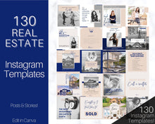 Load image into Gallery viewer, 130 REALTOR Instagram Templates. Editable Real Estate Canva Template Pack. Instagram Square Posts &amp; Stories. Social Media Marketing Graphics
