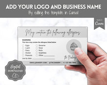 Load image into Gallery viewer, EDITABLE Food Allergy Label Template | Allergy Information Stickers, Allergen Cake Food Warning Label | Rectangle
