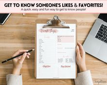 Load image into Gallery viewer, Get To Know Me Printable Game |  Get To Know You Ice Breaker Game | Employee Favorite Things, Team Building, Christmas Party | Pink
