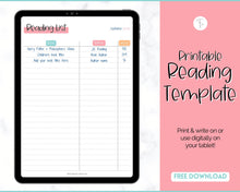 Load image into Gallery viewer, FREE - Reading Log Printable for Kids | Reading List, Summer Reading Challenge, Reading Journal &amp; Book Tracker | Colorful Sky

